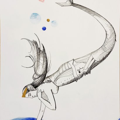 Naiad. Mixed media on paper. 70x50 cm.